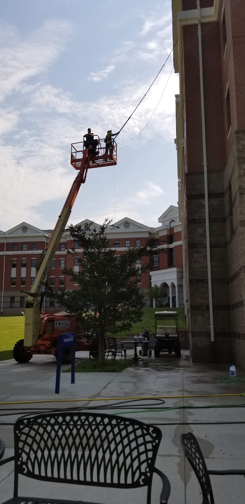 High-rise cleaning project from ground view
