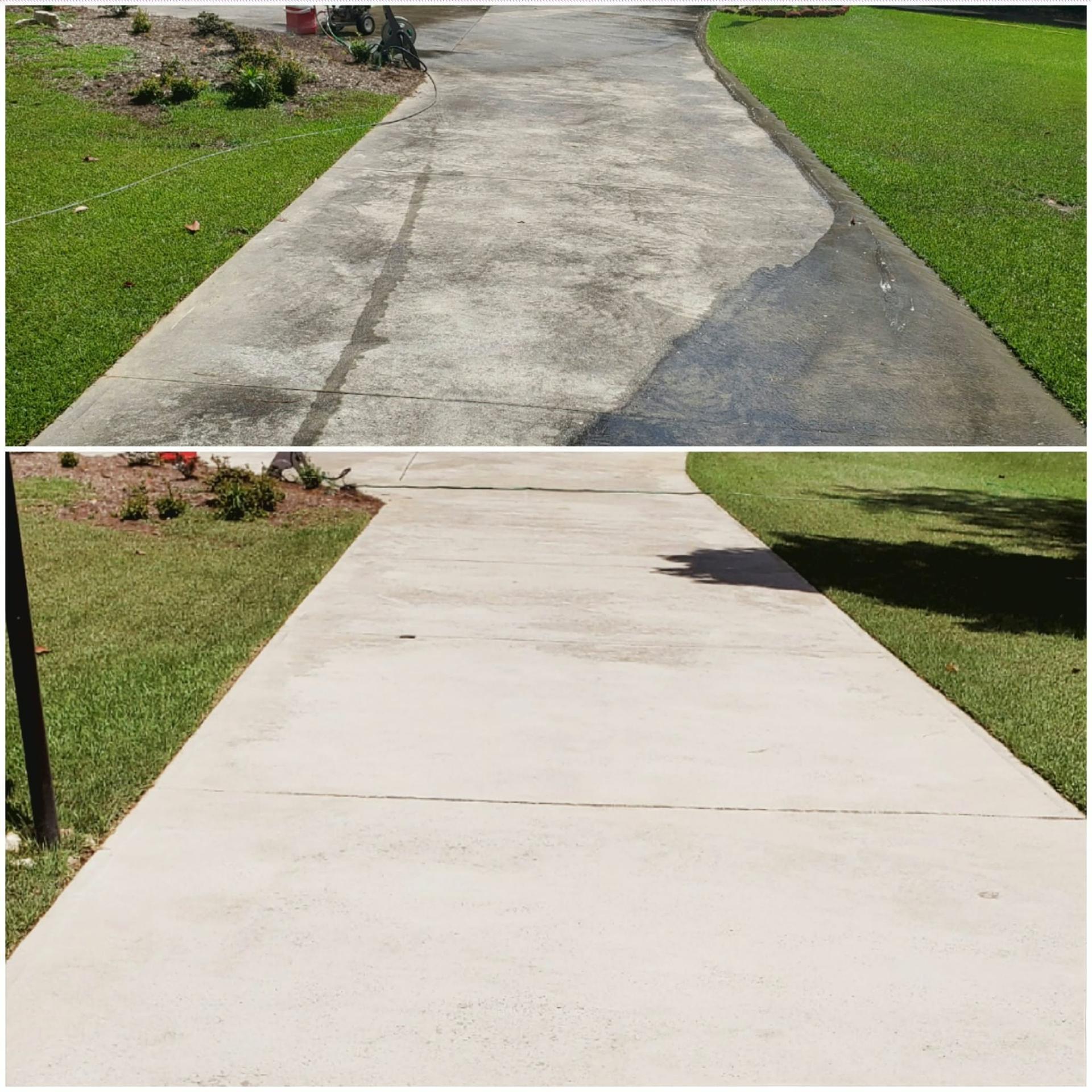 Pressure washing a driveway by Clean The Castle