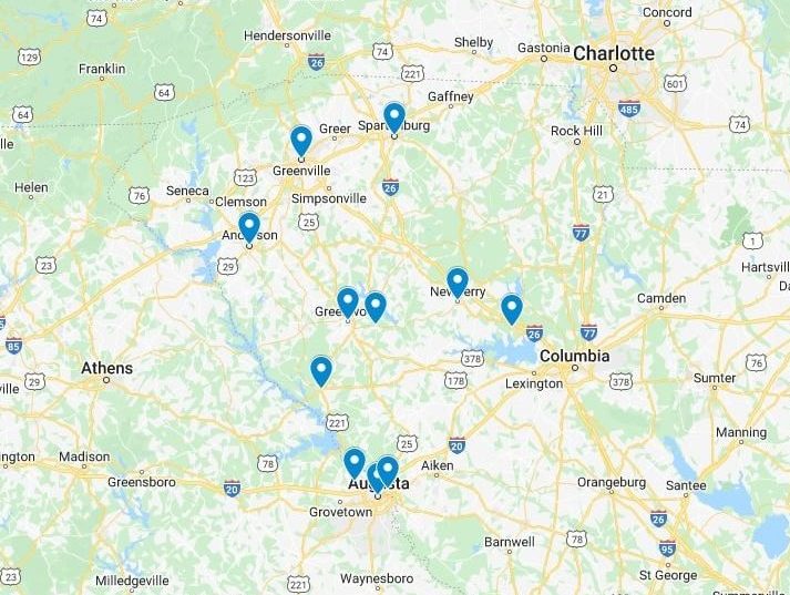 Clean The Castle Window Cleaning Greenwood SC footer map